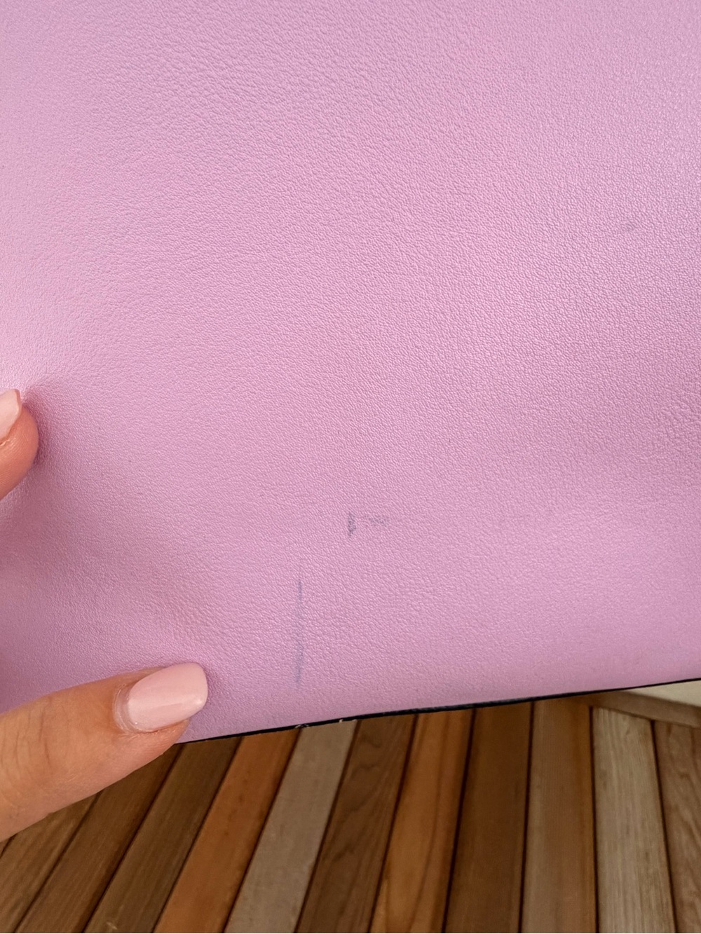 Trina Turk Pink Scallop-Edge Tote, Multicolored Interior, Gold Tone Logo, Vegan - Picture 8 of 10